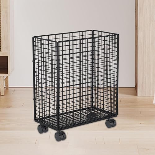 Home Gym Storage Organizer Rack with Lockable Wheels,Tall Dirty Clothes Hamper for Bedroom Bathroom, Garage Organizer, Mat Storage Rack Basket, Rolling Ball Cart for Foam Roller