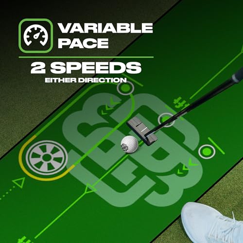 BACK 2 BASICS Golf Portable Putting Green Indoor Golf Putting Mat 10ft, Alignment Aid Trainer for Practice Indoor and Outdoor, Home or Office Compact Roll Target Gate Precision Control Tool