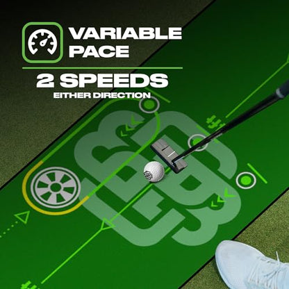 BACK 2 BASICS Golf Portable Putting Green Indoor Golf Putting Mat 10ft, Alignment Aid Trainer for Practice Indoor and Outdoor, Home or Office Compact Roll Target Gate Precision Control Tool