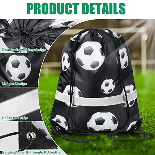 Saintrygo 12 Pcs String Bags Drawstring Back Sack with Reflective Stripe String Bags for Yoga Dance Swimming (Soccer) - style: Soccer