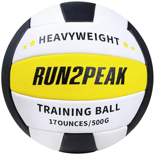 RUN2PEAK Heavy Weight Volleyball Ball Official Size 5 Setter Training Volleyballs PU Practice Volley Balls for Indoor Rebounder Equipment Setters Weighted Volleyball Setting Trainer - color: Yellow/White/Black