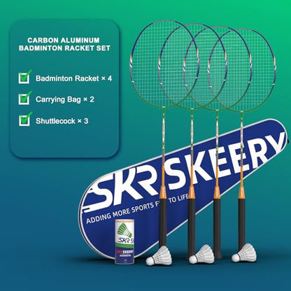 SKEERY Professional Badminton Set with Winch System,Portable Badminton Net includes Carbon Aluminum Badminton Rackets Set of 4,3 Shuttlecocks and Carrying Bag,Badminton Sets for Backyards,Beach - color: Blue