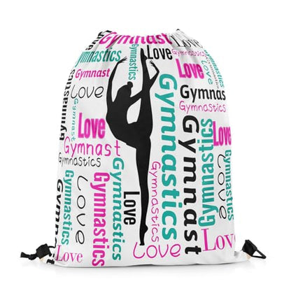 Castle Fairy Gymnastics Drawstring Backpack Gymnastics Lovers Sackpack for Beach Swimming Pool Cheerleading Draw String Bags Waterproof Sports Gym - color: Pink 8