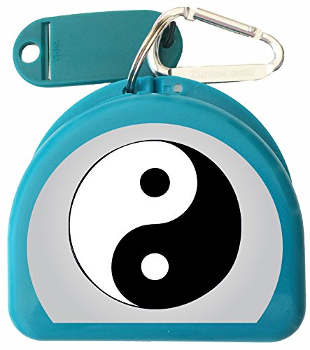 Sport Mouth Guard Case, Mouthguard - Ying & Yang - color: Aqua