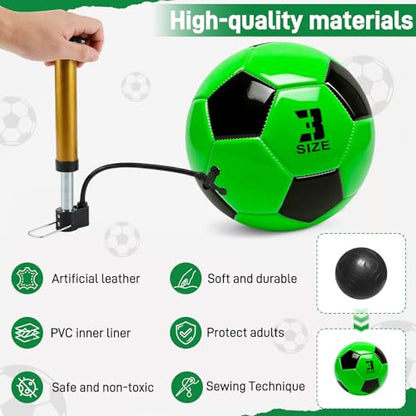 6 Pack Soccer Balls Size 5/4/3 Deflated Includes Soccer Ball with Pump and Net Bag, Pelota De Futbol Training Practice Sphere Competition for Indoor Outdoor