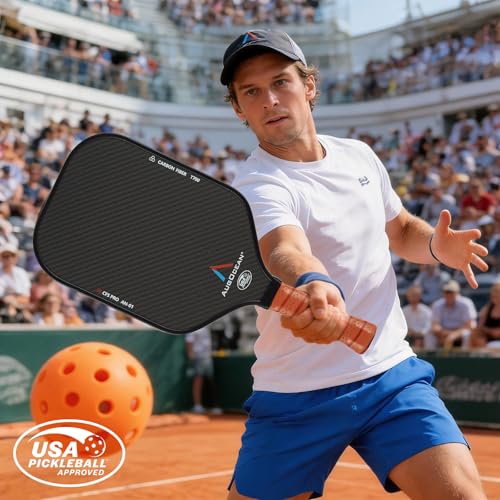 Pickleball Paddle,Pickleball Paddles-3K Raw Carbon Fiber Pickle Ball Paddle Surface with Great Grit & Spin,T700 Pickleball Racket with Excellent Power,Control and Balance,USAPA Approved - color: Black Brown