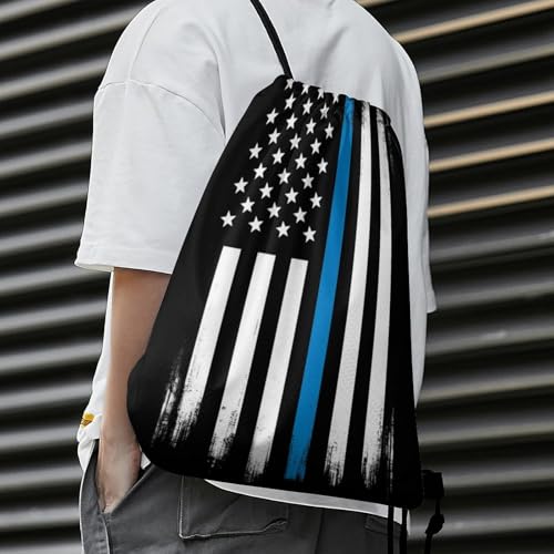 Travel Drawstring Backpack Beam Bag Large Capacity for Volleyball Baseball Sports Equipment Men Women Unisex, American Thin Blue Line Flag Day Bags - color: Picture (621)