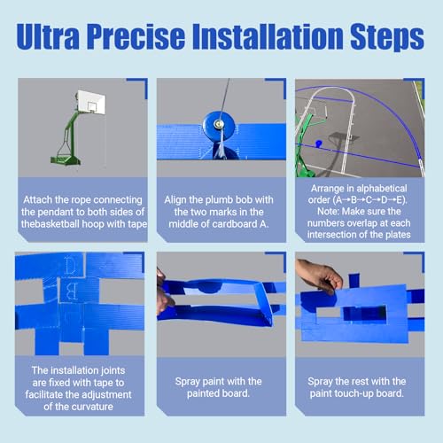 Reusable Waterproof Basketball Court Stencil Kit for Concrete, Basketball Court Marking Kit, Plastic Material, Sun-Resistant NOT Paper Board, Durable,Reusable, Can be Used More Than 20 Times - style: SENIOR HIGH SCHOOL
