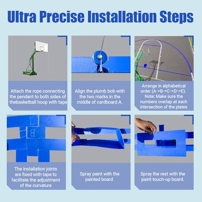 Reusable Waterproof Basketball Court Stencil Kit for Concrete, Basketball Court Marking Kit, Plastic Material, Sun-Resistant NOT Paper Board, Durable,Reusable, Can be Used More Than 20 Times - style: SENIOR HIGH SCHOOL