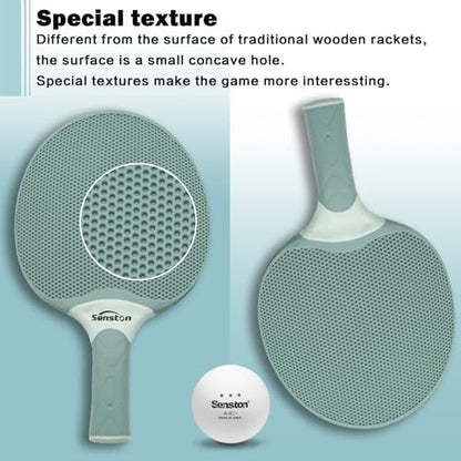 Senston Table Tennis Rackets Set, Professional Table Tennis Racket with 3 Balls, Composite Rubber Ping Pong Paddle Set - color: Blue/Green