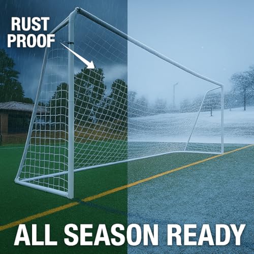 Official Size 24 X 8 X 5 Ft. Steel Soccer Goal. Heavy Duty Frame w/Net. Tournament, Regulation Size. Professional Portable Practice Training Aid. 24 X 8, 24x8(1Net)