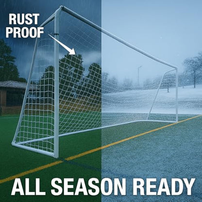 Official Size 24 X 8 X 5 Ft. Steel Soccer Goal. Heavy Duty Frame w/Net. Tournament, Regulation Size. Professional Portable Practice Training Aid. 24 X 8, 24x8(1Net)