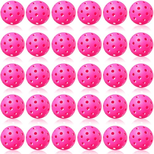 Tradder 30 Pcs Plastic Practice Baseballs Bulk 40 Holes Multi Color Practice Golf Balls for Outdoor Indoor Tournament Play Training for All Style Paddle, 2.9 Inches