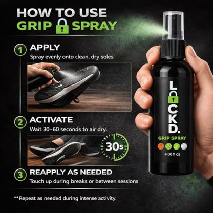 Lockd. Grip Spray | High-Performance Traction Spray for Shoes & Soles | Instant Grip for Basketball, Tennis, Pickleball, Volleyball & Court Sports | Long-Lasting Non-Slip Control