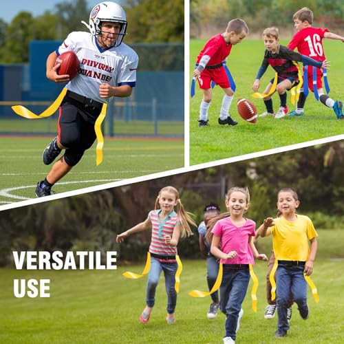 Adjustable Flag Football Belts for Youth/Adults, Set of 4/10 Tear-Resistant Belts for Football Training/Games/Outdoor - color: 4 Pcs: 2 Blue and 2 Yellow
