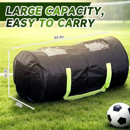 Soccer Net Carry Bag, Holds 2 Full Size Soccer Goal Nets, Storage and Transport Bags with Pockets and Shoulder Carry Straps for Travel 32 x 18 Inch Sports Equipment Accessories