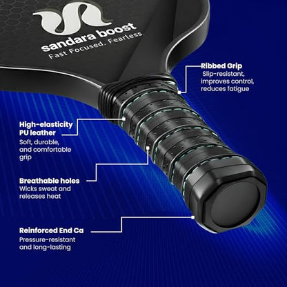 Pickleball Paddles Set of 2, Carbon Fiber Pickleball-Set Lightweight Pickle Ball Rackets 2 Pack with 4 Balls, 1 Carry Bag and Grip Tapes, Pickleball Paddle for Men and Women