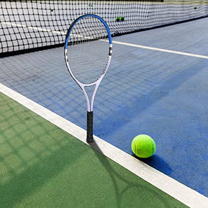 Tennis Racket Pre-Strung Lightweight 27 Inch Racquet Recreational Adult Rackets for Men Women Students Training Tennis Starter Kit with Balls,Carry Bag and Overgrips - color: Blue/White - 2 Rackets