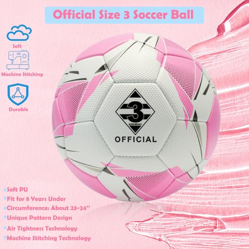 Soccer Ball Size 3/4/5 with Pump & Needle, Sofu PU Soccer Ball Kit for Indoor Outdoor Practicing Training Playing Game Gift Boys Girls Teen Play (Official Size 3)
