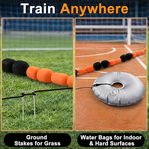 Outus 9 ft Soccer Goalkeeper Deflection Equipment Goalkeeper Training Equipment Single Line Deflector Multi Refraction Angles for Reflex & Agility Training with 15 Soccer Cones & 2 Water Weight Bags