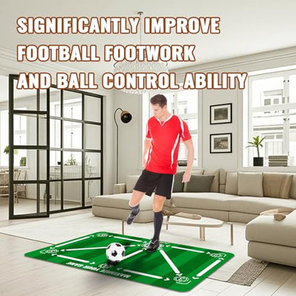 Soccer Training Equipment,Soccer Training Mat Improve Strength,Agility and Coordination,Anti-Slip Silent Absorption Soccer Footwork Training Mat,Soccer Trainer for Indoor/Outdoor Drills - style: Professional Set 47*31 IN - C