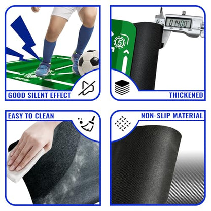 Soccer Training Equipment,Soccer Training Mat Improve Strength,Agility and Coordination,Anti-Slip Silent Absorption Soccer Footwork Training Mat,Soccer Trainer for Indoor/Outdoor Drills - style: Professional Set 47*31 IN - C