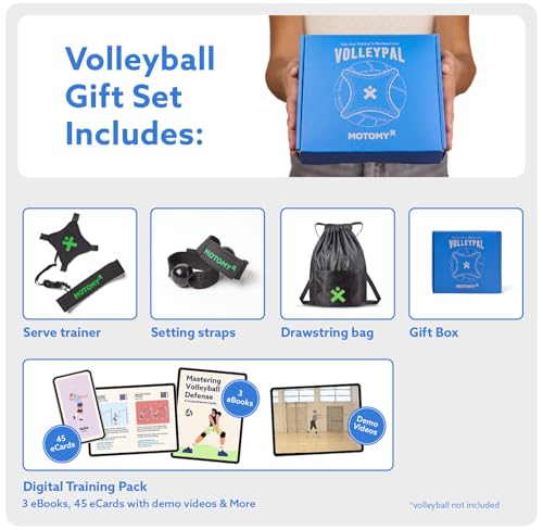 MOTOMY™ Volleyball Training Equipment Aid ‘VolleyPal’ – Solo Rebounder Trainer for Serve, Spike, Set & Pass; Indoor and Outdoor Practice Gear Volleyball Gifts for Teen Girls