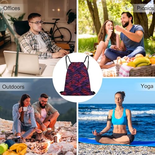 Sports Drawstring Sackpack Lightweight Backpack Waterproof for Training Gym Yoga Beach Men Women String Bag, Tiger Print Clipart Wall Bags - color: Picture (380)