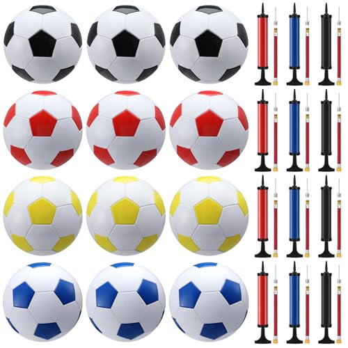Leyndo Deflated Soccer Balls Size 5 Bulk with Pumps Deflated Soccer Balls with Pump Needles Set Christmas Operation Gifts for Adults Donation Charity Train Practice Game - color: Black, Red, Blue