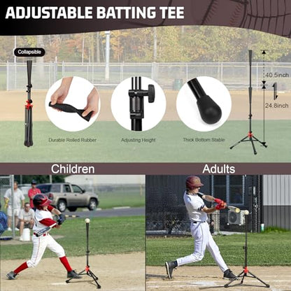 Storgem 6'X6' Baseball Softball Practice Net, Portable Baseball Net for Batting, Hitting, Pitching and Fielding, Carry Bag, Strike Zone and Batting Tee, Great for Kids Adult Youth