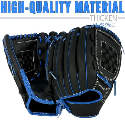 Baseball Glove,Baseball Softball Mitt with Ball for Kids Youth Adults Training and Beginner,Right Hand Throw,Left Hand Glove - color: Black Blue, size: 10.5"