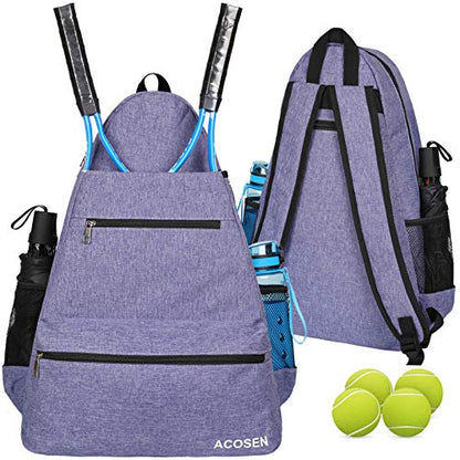 ACOSEN Tennis Bag Tennis Backpack - Large Tennis Bags for Women and Men to Hold Tennis Racket,Pickleball Paddles, Badminton Racquet, Squash Racquet,Balls and Other Accessories - color: Purple