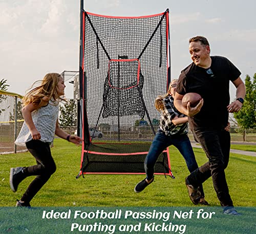 3x6FT Football Net with Throwing Target Strike Zone for Kicking Punting and QB Accuracy Training Portable Football Practice Equipment with Steel Base and Carry Bag - size: 3X6FT with Throwing Target
