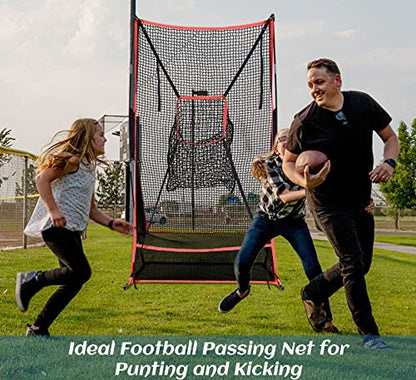 3x6FT Football Net with Throwing Target Strike Zone for Kicking Punting and QB Accuracy Training Portable Football Practice Equipment with Steel Base and Carry Bag - size: 3X6FT with Throwing Target