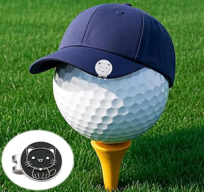 Adhere Golf Ball Markers Personlized Double Side Cute cat Logo Enamel with A Magnetic Hat Clips,A Premium Golf Gifts. - color: F-Cute White+Black Cat