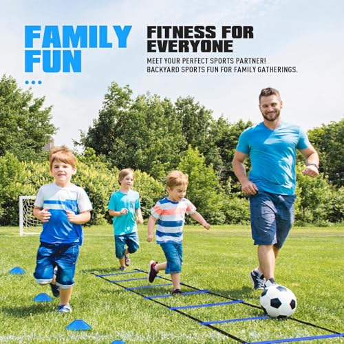 KUTIZE Agility Training Equipment, Soccer Training Equipment, Agility Speed Training Set for Kid Youth Adult, 20FT Agility Ladder, 4 Hurdles,12 Soccer Cones, Jump Rope, Running Parachute, Drill Charts