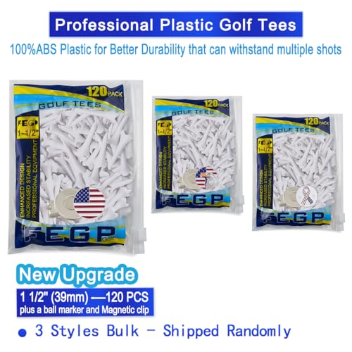 1 1/2'' Plastic Golf Tees,Short Tees 120 Pack-4 Prongs with Low Friction Design for Iron,Par Threes,Hybrids and Driving Range,with High Stability and Low-Friction White Golf Tees 1 1/2 Inch