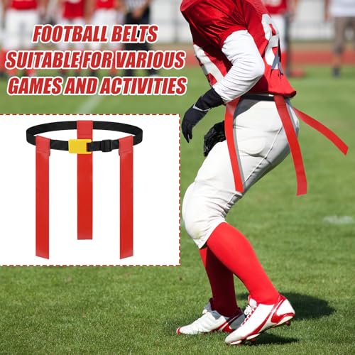3 Flag Football Belts Flag Football Belts and Flags Adults Size Triple Flags Quick Release Sport Training Equipment - color: Red