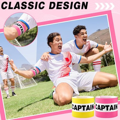 VioraWhite 12pcs Captain Arm Bands for Soccer Captain Armband Adjustable Unisex Elastic for Team Training - color: Yellow，pink