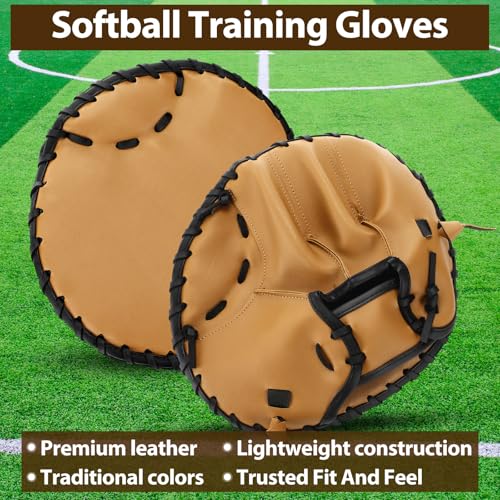 VioraWhite Pancake Baseball and Softball Training Glove - Flat & Soft Premium PVC Fielding Gear for Left-Hand Throw, Great Choice for Teens - color: Brown