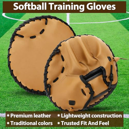 VioraWhite Pancake Baseball and Softball Training Glove - Flat & Soft Premium PVC Fielding Gear for Left-Hand Throw, Great Choice for Teens - color: Brown