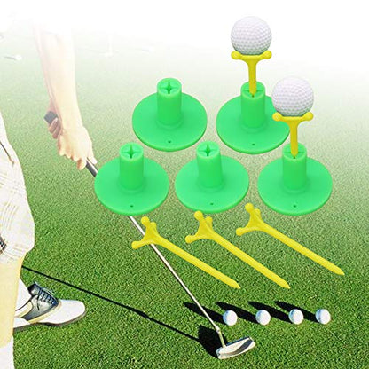 Golf Rubber Tee Holder Set for Golf Driving Range Tee Practice Tool Pack of 5 - color: Green