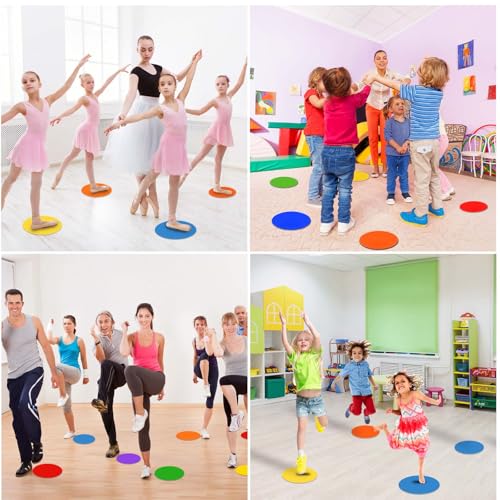 Poly Spots 4" or 9" Flat Cones Spot Markers for Gym/PE Training, Dance, 12/18/24 Pcs Non-Slip Rubber Floor Dots Flat Disc Markers for Soccer Basketball Sports Agility Drills, Classroom Activities - style: Blue 12 Pcs 9inch