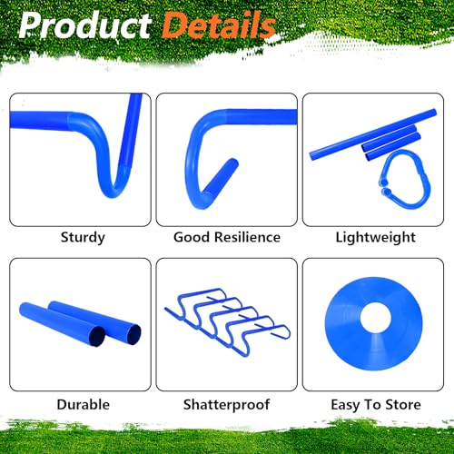 10 Pcs 6" Speed Agility Training Hurdles with 6 Marker Cone Durable Training Hurdle Agility Plyometric All Purpose Speed Hurdle Equipment for Athletes Soccer Basketball Football Practice - color: Blue