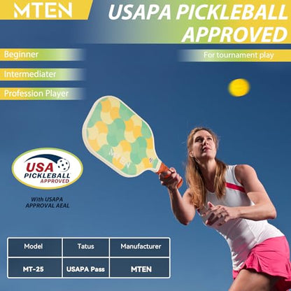 Pickleball Paddles Set of 2 or 4, or Single Paddle – USAPA Approved Fiberglass Surface Pickleball Rackets Set for Men & Women - color: Yellow green*4