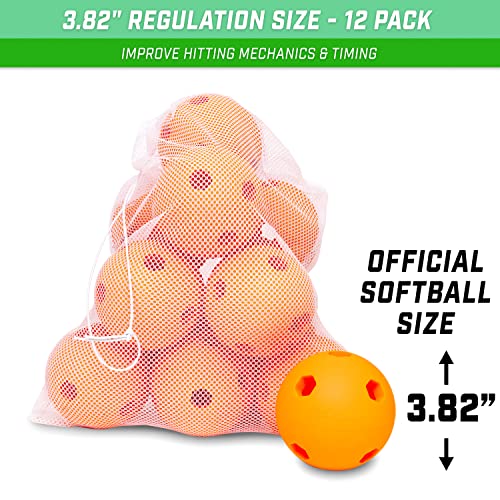 GoSports 12 Pack Limited Flight Training Balls - Choose Baseball or Softball - Regulation Size - style: Softball 12 Pack