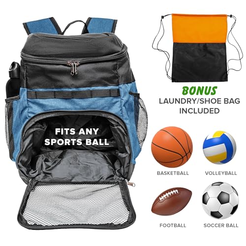 Xelfly Basketball Backpack with Ball Compartment - color: Blue