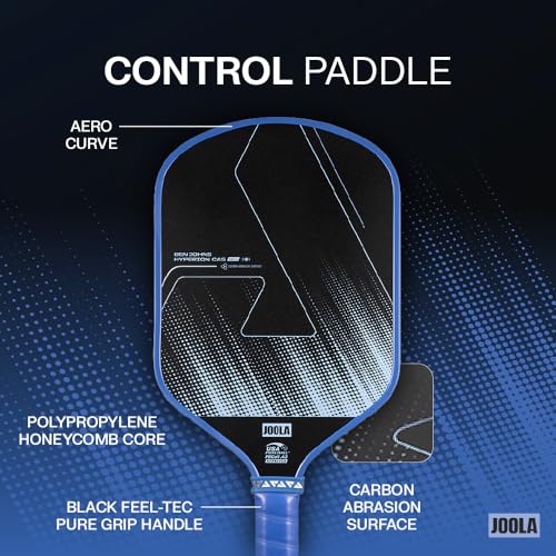 JOOLA Ben Johns CAS 16mm Carbon Fiber Pickleball Paddle - CAS Surface Tech - Control & Power Paddle - USAP Approved - Aero Curve - Feel-Tec Pure Grip - NFC Chip - color: Azure Blue, size: Hyperion