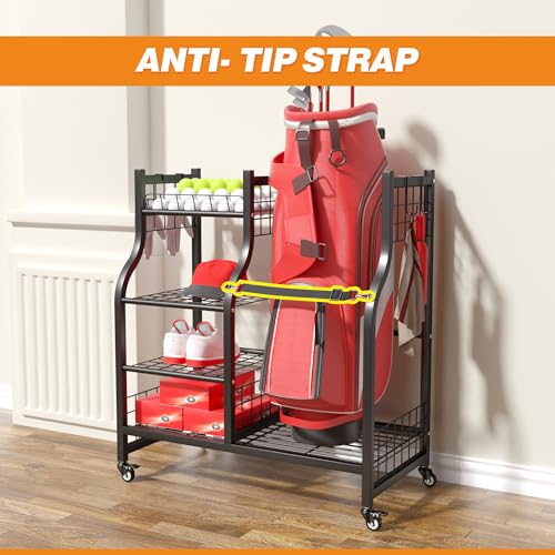 Ultrawall Golf Bag Storage Rack Organizer, Golf Bag Holder Stand for Garage, Golf Equipment Rack