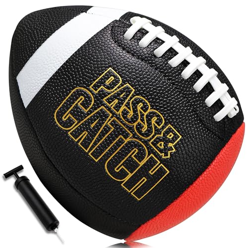 PassCatch Composite Training Football, Peewee Size, Youth Size(Ages 5-13) & Official Size(Ages 14+), Enhance Solo Passing Catching Skills(with Pump) - style: Official Size 9(Ages 14+)